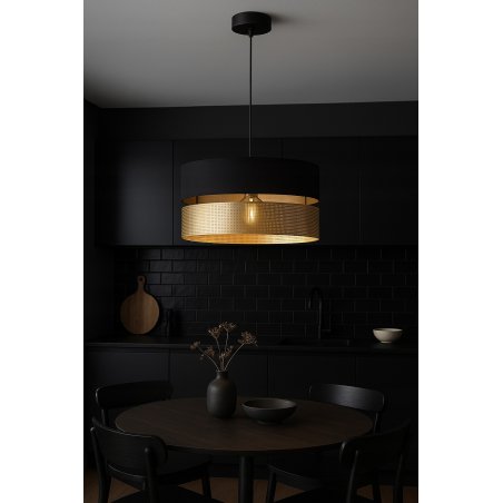 Nowoczesny czarno-złoty abażur XXL do lamp wiszących stojących 40 cm