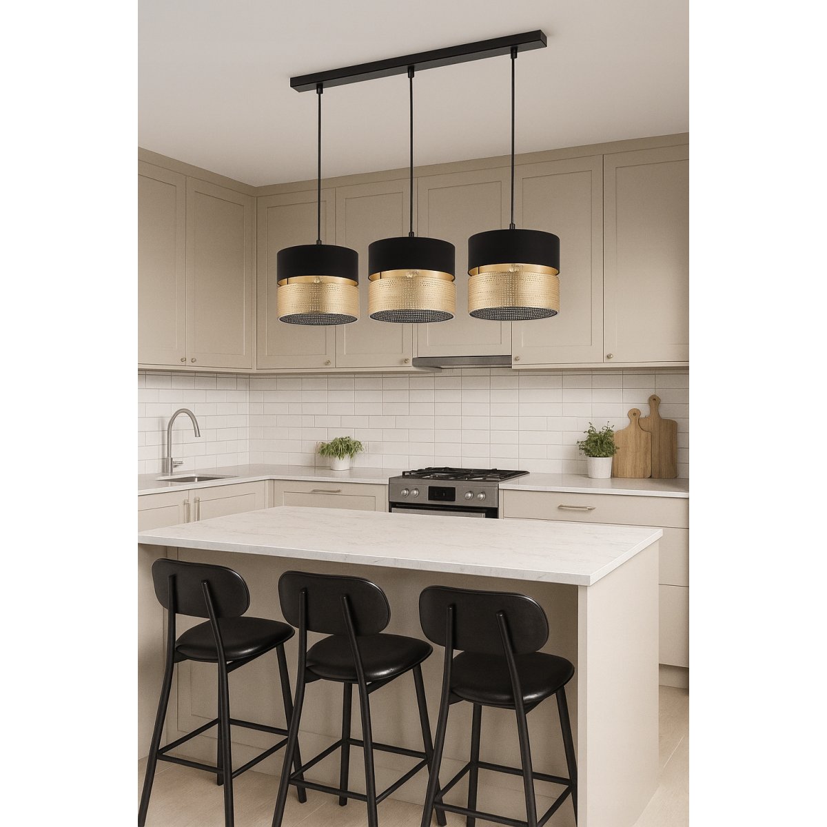 Nowoczesny czarno-złoty abażur XXL do lamp wiszących stojących 40 cm
