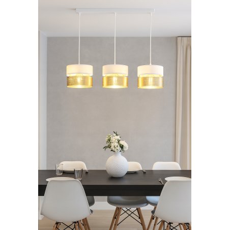 ABAŻUR KLOSZ DO LAMP WISZĄCYCH STOJĄCYCH E27 ZŁOTY DUO DZIURKI BIAŁY