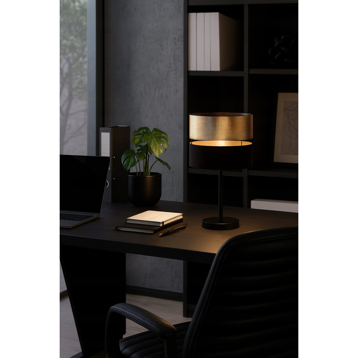 Nowoczesny czarno-złoty abażur XXL do lamp wiszących stojących 40 cm