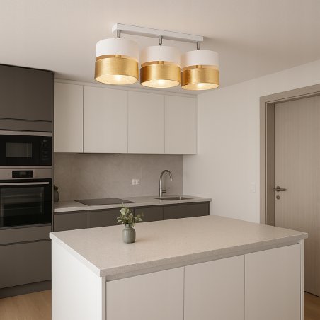 ABAŻUR KLOSZ DO LAMP WISZĄCYCH STOJĄCYCH E27 ZŁOTY DUO DZIURKI BIAŁY
