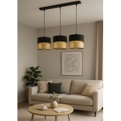 ABAŻUR KLOSZ DO LAMP WISZĄCYCH STOJĄCYCH E27 ZŁOTY DUO DZIURKI CZARNY