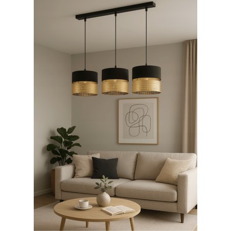 ABAŻUR KLOSZ DO LAMP WISZĄCYCH STOJĄCYCH E27 ZŁOTY DUO DZIURKI CZARNY
