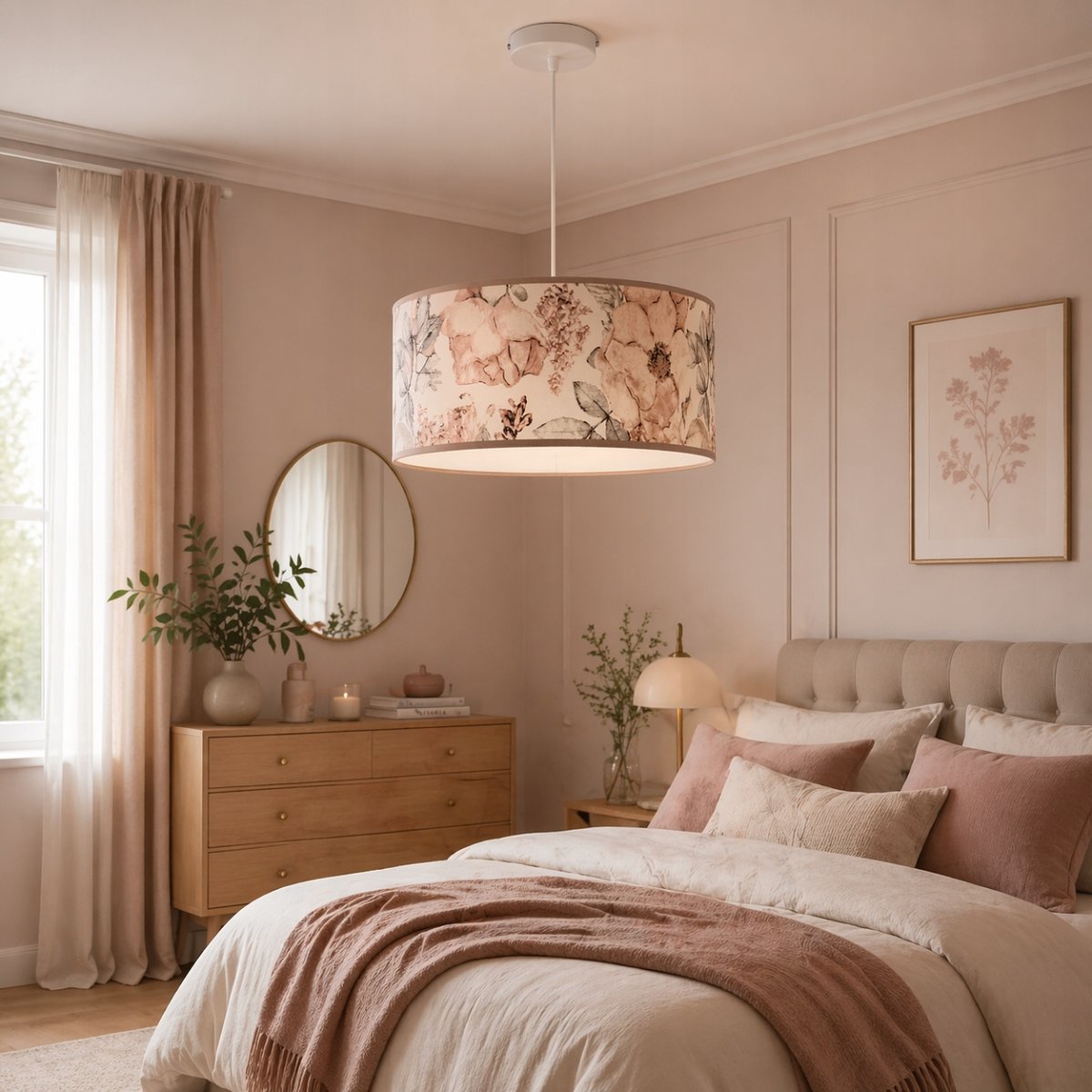 ABAŻUR WALEC DO LAMPY WISZĄCEJ STOJĄCEJ KINKIETU KWIATY KASZMIR E27 30 cm