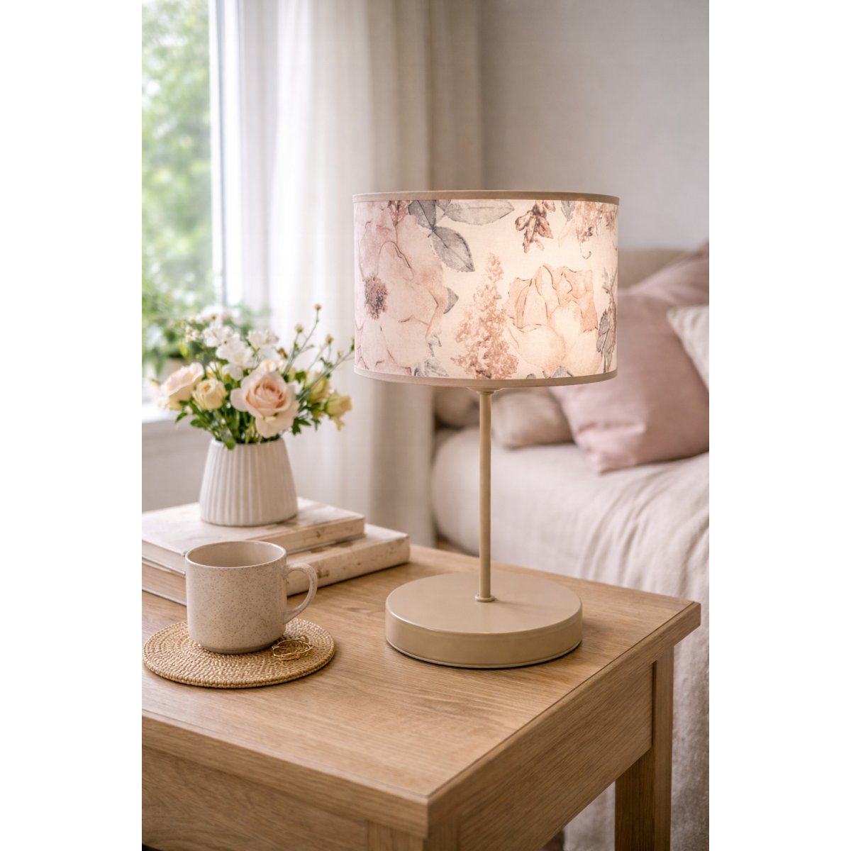 ABAŻUR WALEC DO LAMPY WISZĄCEJ STOJĄCEJ KINKIETU KWIATY KASZMIR E27 20 cm