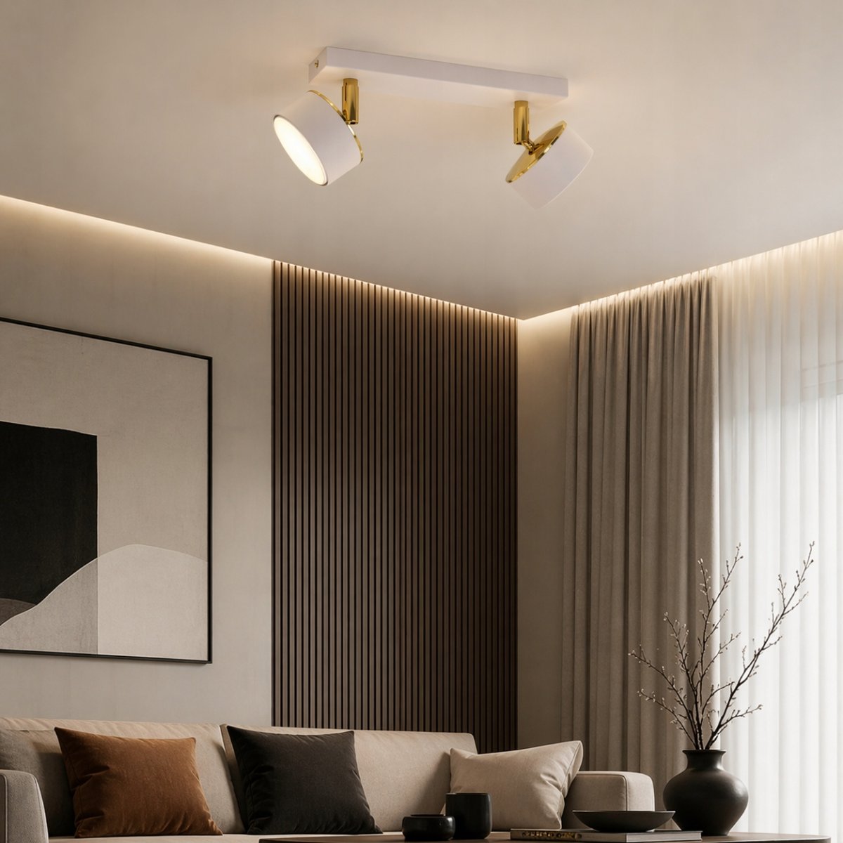 PLAFON SUFITOWY SPOT REFLEKTOR JASNY KASZMIR ZŁOTY GX53 LISTWA SUFITOWA LED