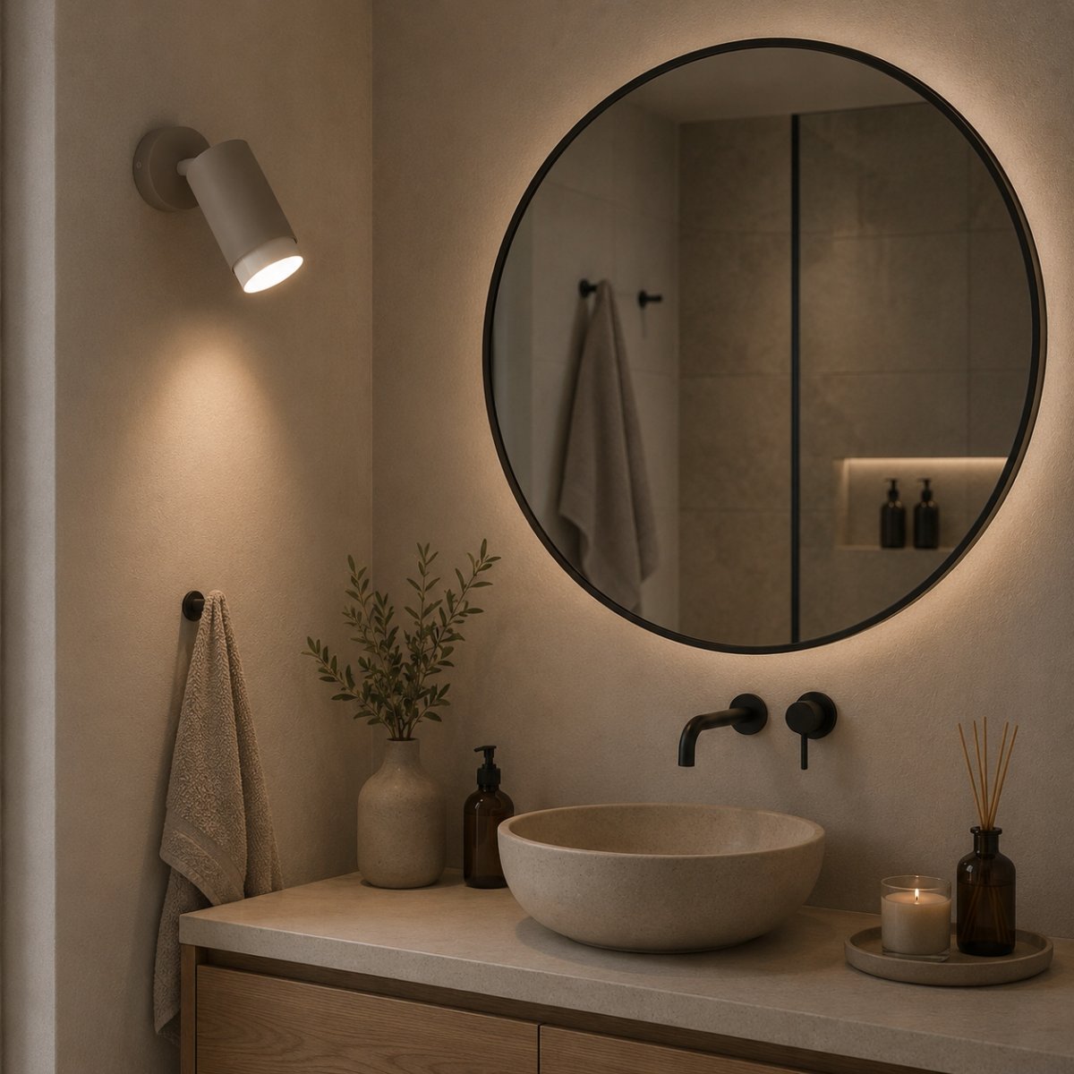 KINKIET ŚCIENNY Z WŁĄCZNIKIEM LAMPA ŚCIENNA SPOT GU10 LED JASNY KASZMIR BIAŁY