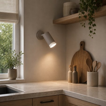 KINKIET ŚCIENNY Z WŁĄCZNIKIEM LAMPA ŚCIENNA SPOT GU10 LED JASNY KASZMIR BIAŁY