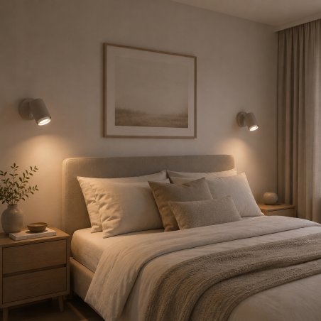 KINKIET ŚCIENNY Z WŁĄCZNIKIEM LAMPA ŚCIENNA SPOT GU10 LED JASNY KASZMIR BIAŁY