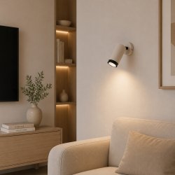 KINKIET ŚCIENNY RUCHOMY LAMPA ŚCIENNA SPOT GU10 LED JASNY KASZMIR BIAŁY