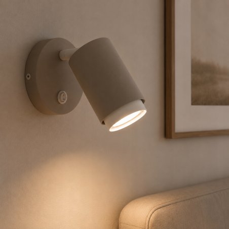 KINKIET ŚCIENNY Z WŁĄCZNIKIEM LAMPA ŚCIENNA SPOT GU10 LED JASNY KASZMIR BIAŁY