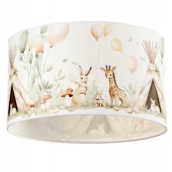 Dziecięcy pastelowy abażur do lamp wiszących 35 cm zwierzątka