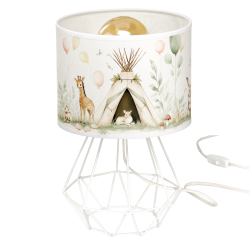 Dziecięca lampka nocna stołowa w pastelowe zwierzątka E27 LED abażur 20cm
