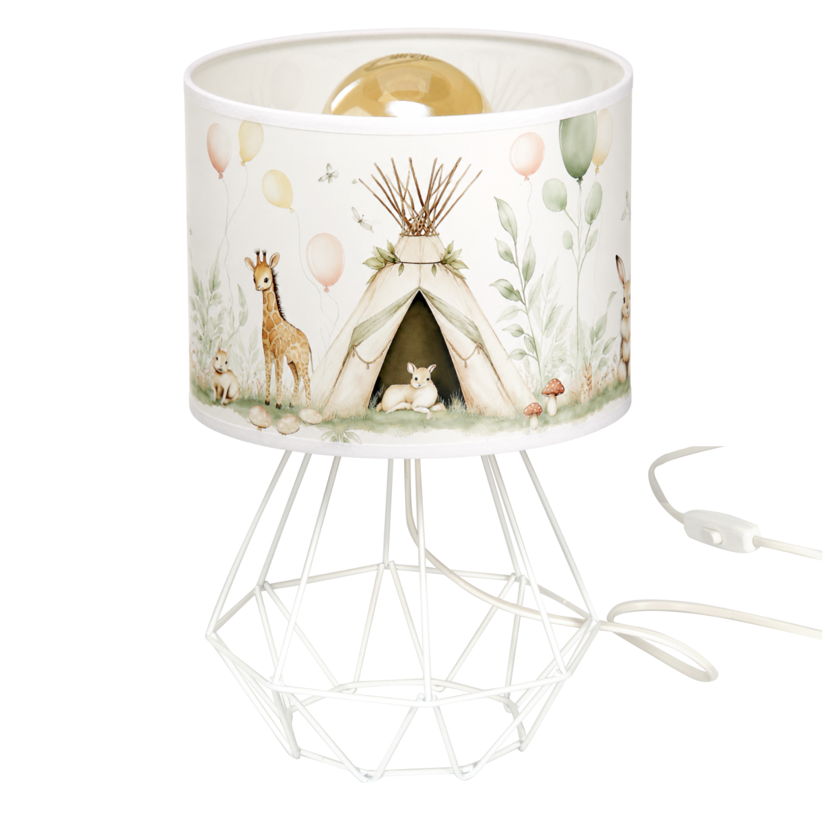 Dziecięca lampka nocna stołowa w pastelowe zwierzątka E27 LED abażur 20cm