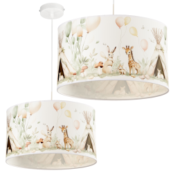 Delikatna lampa wisząca z motywem zwierzątek leśnych z abażurem E27 LED 35 CM