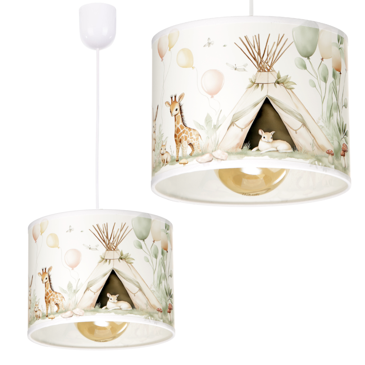 Delikatna lampa wisząca z motywem zwierzątek leśnych dziecięca E27 LED 20 CM