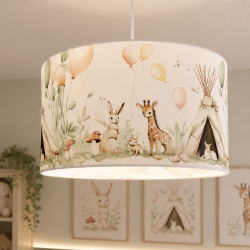 Delikatna lampa wisząca z motywem zwierzątek leśnych z abażurem E27 LED 35 CM
