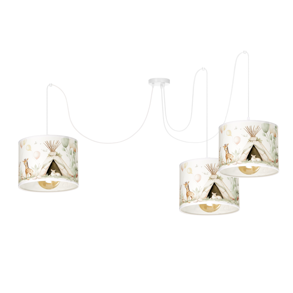 Dziecięca lampa sufitowa Leśna Przygoda z pastelowymi abażurami Spider Led