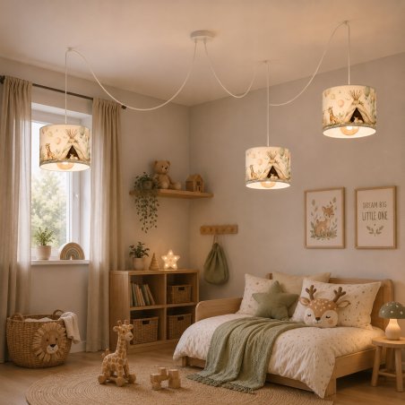 Dziecięca lampa sufitowa Leśna Przygoda z pastelowymi abażurami Spider Led