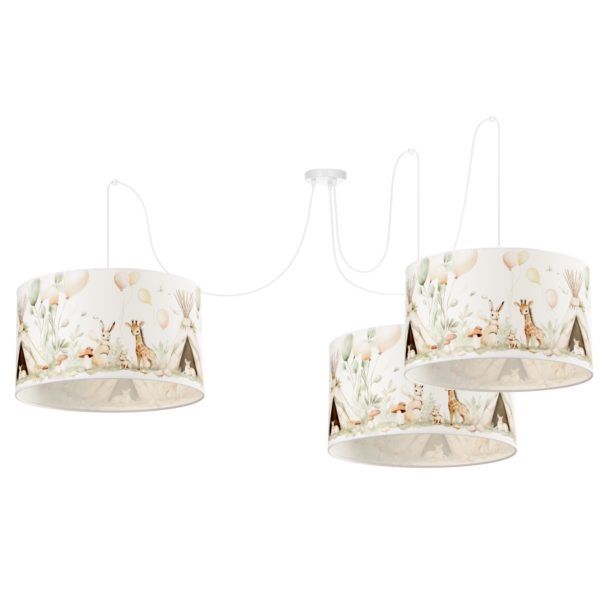Dziecięca lampa sufitowa Leśna Przygoda z pastelowymi abażurami Spider 30cm