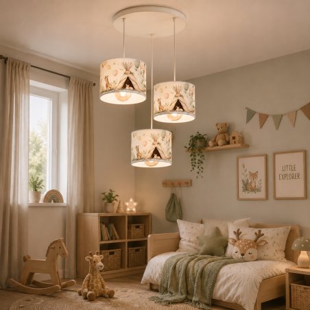 Dziecięca lampa sufitowa Leśna Przygoda z pastelowymi abażurami Spider Led