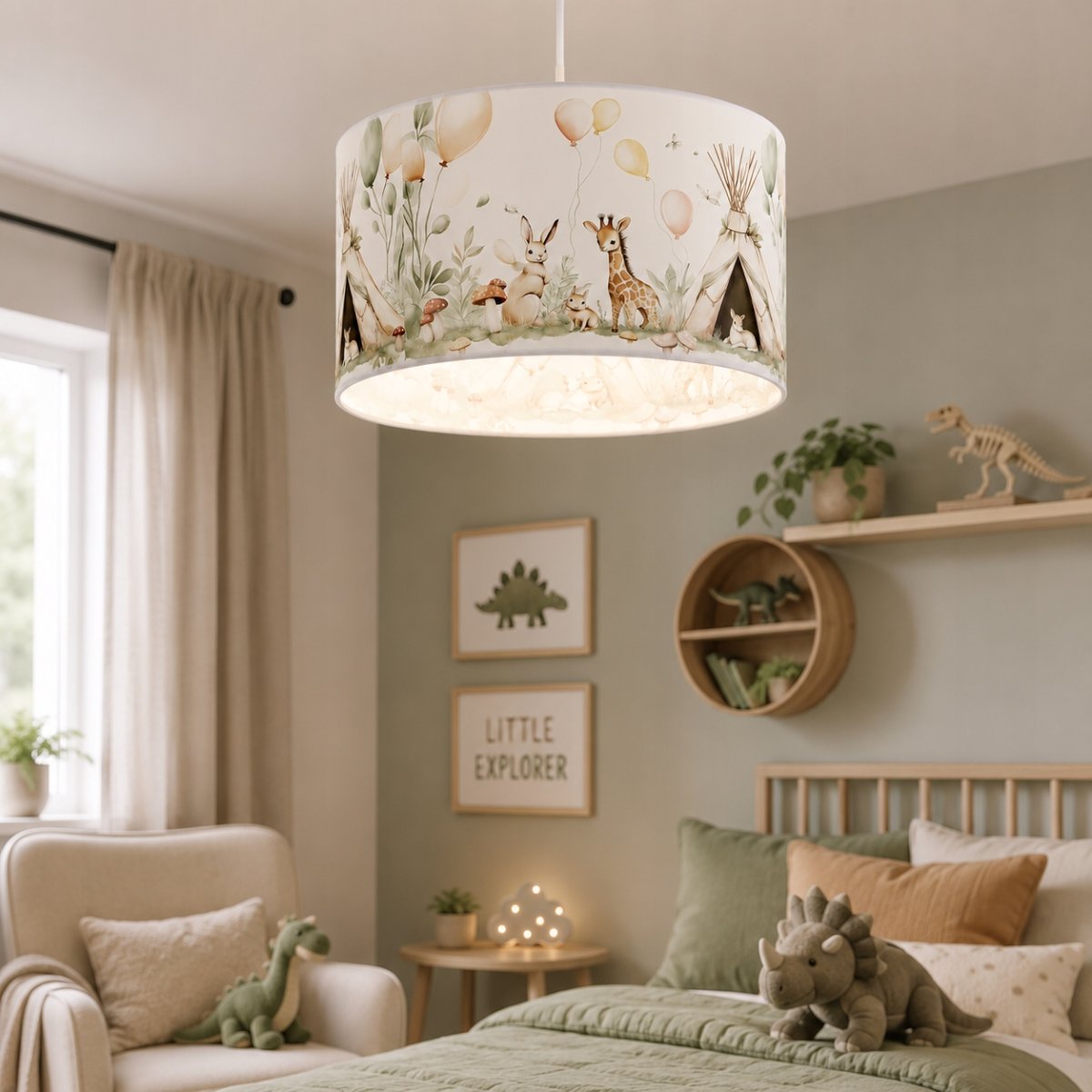 Dziecięca lampa sufitowa Leśna Przygoda z pastelowymi abażurami Spider Led