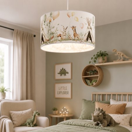 Dziecięca lampa sufitowa Leśna Przygoda z pastelowymi abażurami Spider Led