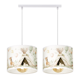 Dziecięca lampa sufitowa Leśna Przygoda z pastelowymi abażurami Listwa 2-pkt