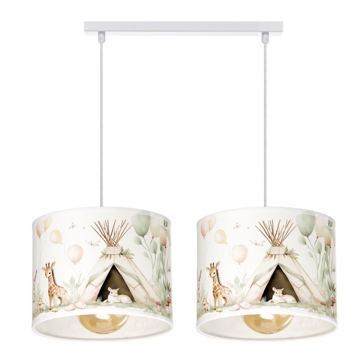 Dziecięca lampa sufitowa Leśna Przygoda z pastelowymi abażurami Listwa 2-pkt