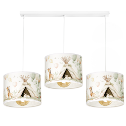 Dziecięca lampa sufitowa Leśna Przygoda z pastelowymi abażurami Listwa 3-pkt