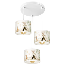 Dziecięca lampa wisząca sufitowa Leśna Przygoda okrągła abażur E27