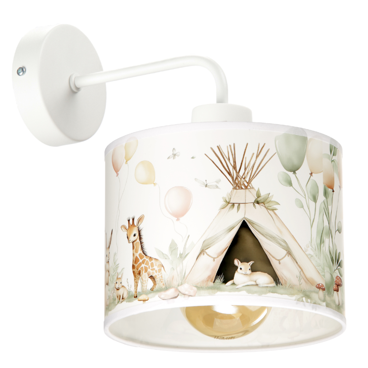 Dziecięca lampa ścienna kinkiet Leśna Przygoda z pastelowym abażurem