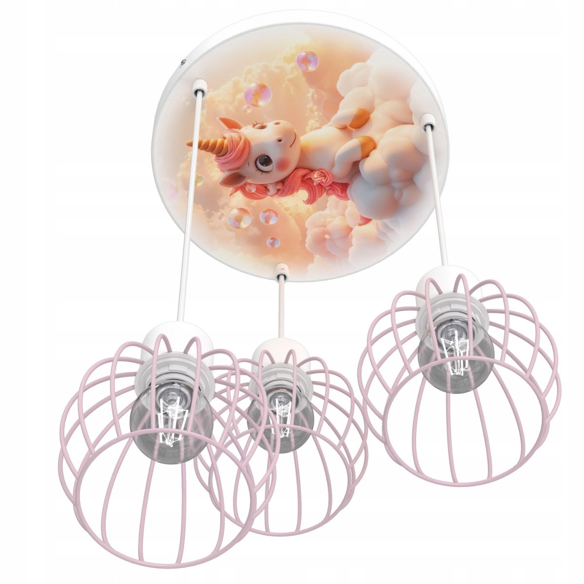 DZIECIĘCA LAMPA SUFITOWA WISZĄCA JEDNOROŻEC LED POLSKA LAMPA E27 UNICORN