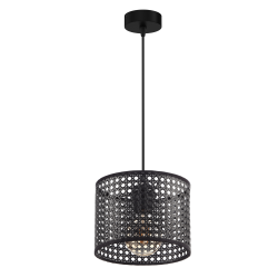 Lampa wisząca rattan czarna E27 – nowoczesna do salonu i jadalni