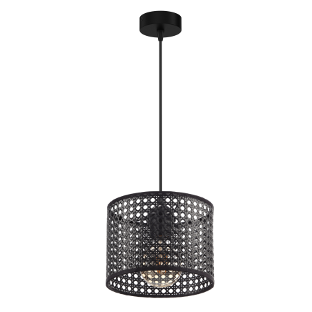 Lampa wisząca rattan czarna E27 – nowoczesna do salonu i jadalni