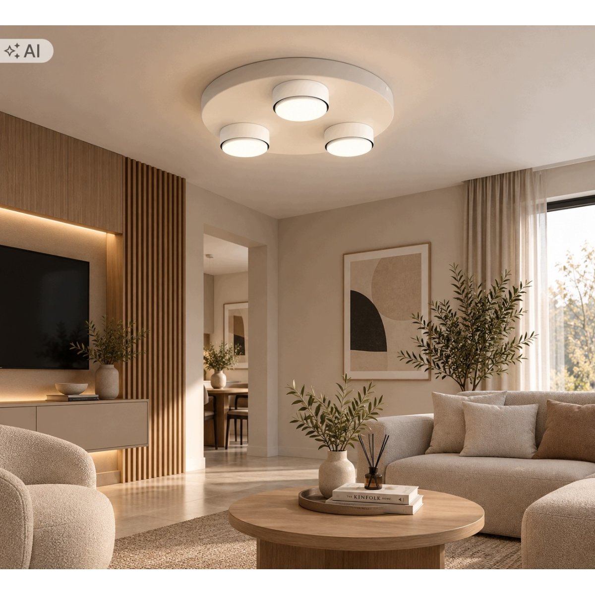 Lampa sufitowa 3-punktowa jasny kaszmir | Plafon do salonu