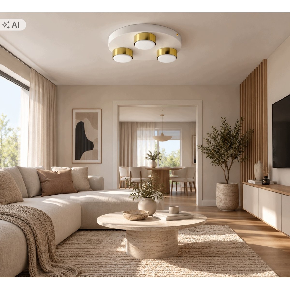 Lampa sufitowa 3-punktowa jasny kaszmir | Plafon do salonu