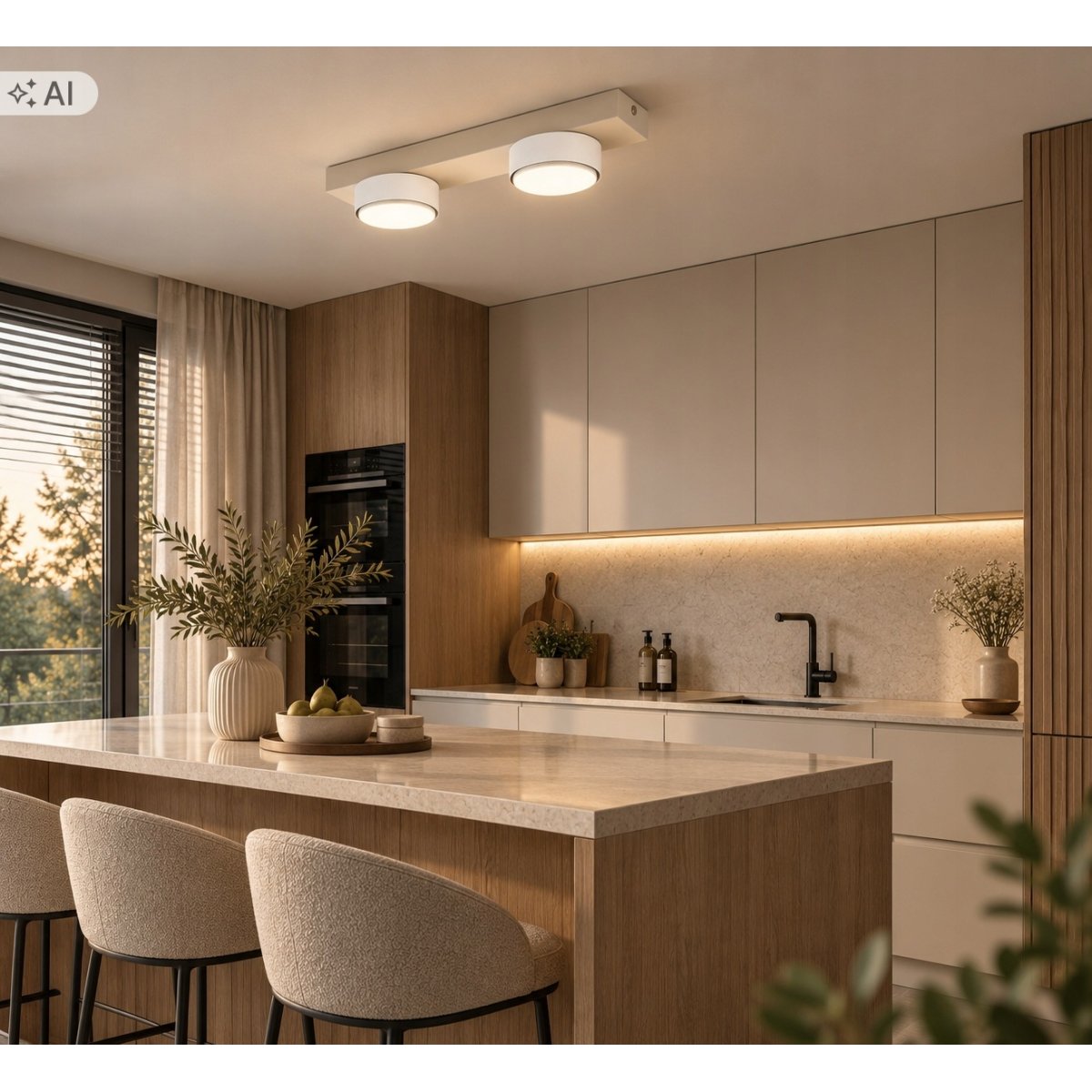 Lampa sufitowa 2-punktowa jasny kaszmir – nowoczesny plafon