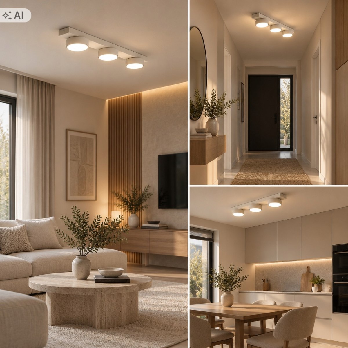 Lampa sufitowa 2-punktowa jasny kaszmir – nowoczesny plafon