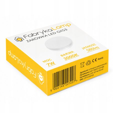 ŻARÓWKA LED GX53 7W 560LM BIAŁA CIEPŁA 3000K LEDOWA