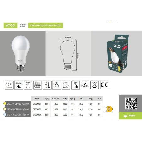 ŻARÓWKA LED E27 1255LM 10,5W DW NEUTRALNE ŚWIATŁO