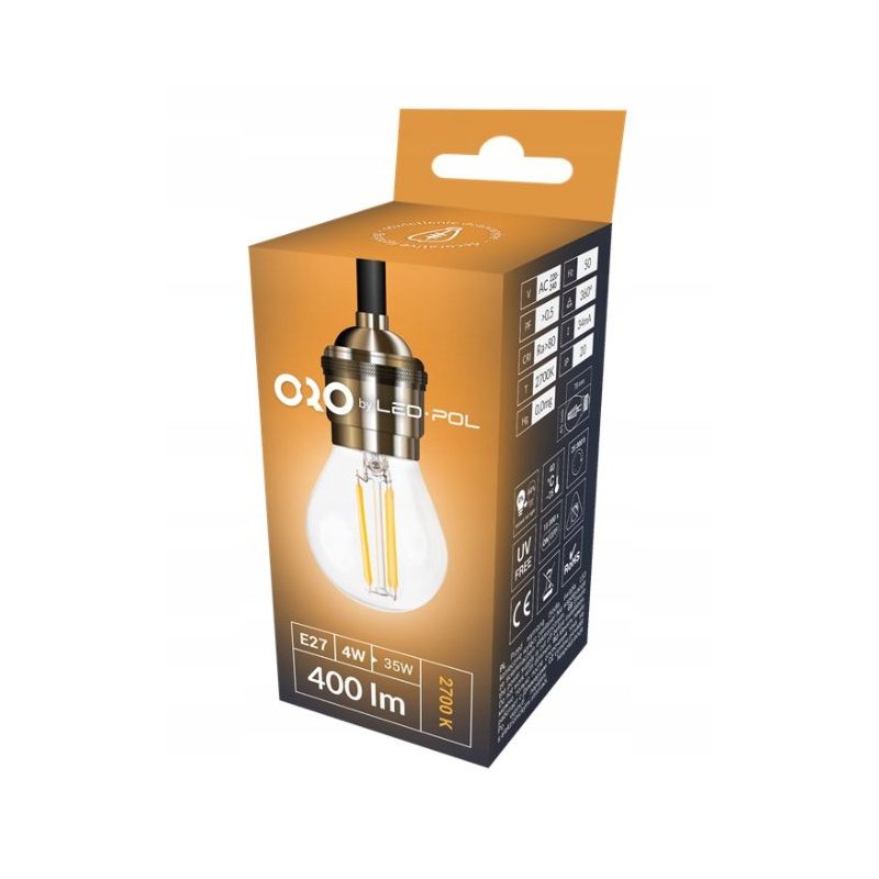 ŻARÓWKA LED E27 400LM 4W=35W WW CIEPŁE ŚWIATŁO