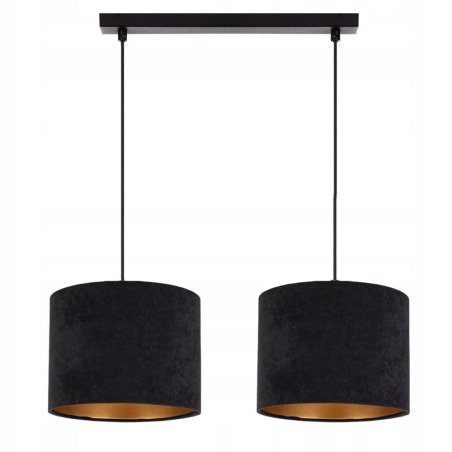 KLASYCZNA LAMPA WISZĄCA ŻYRANDOL ABAŻUR WELUR GOLD 2-pkt 3-pkt