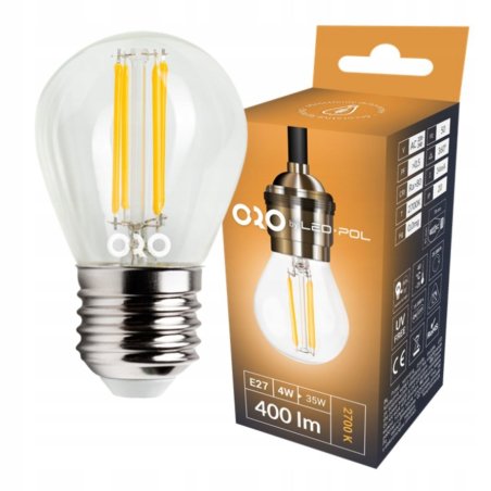 ŻARÓWKA LED E27 CLARO 4W 400lm NEUTRALNE ŚWIATŁO DO LAMPKI NOCNEJ KINKIETU