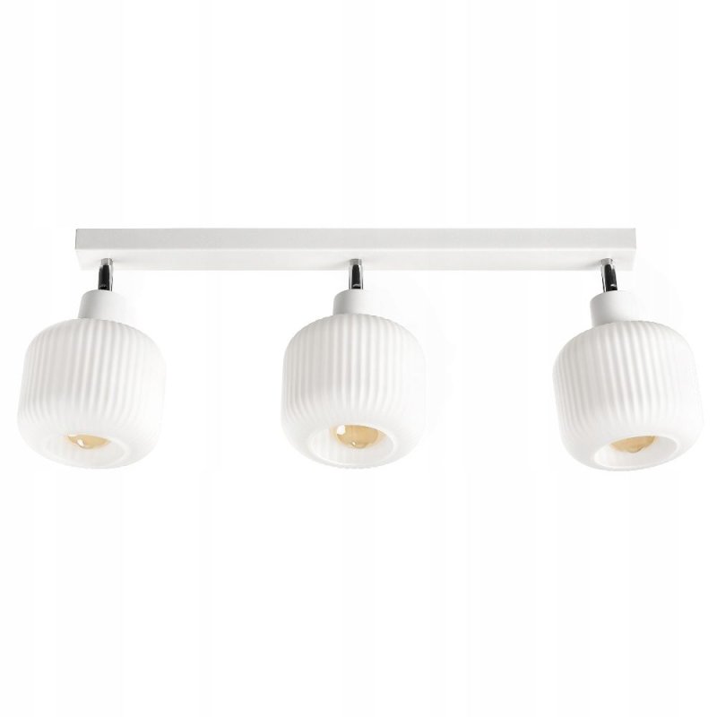 LAMPA SUFITOWA PLAFON SUFITOWY KLOSZ SZKLANY RYFLOWANY BECZKA PRĄŻKI E27 CHROM