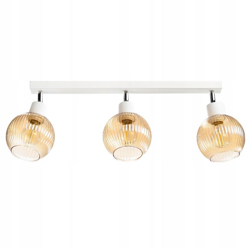 LAMPA SUFITOWA PLAFON SUFITOWY KLOSZ SZKLANY RYFLOWANY KULA PRĄŻKI E27 BURSZTYN
