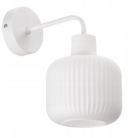 LAMPA ŚCIENNA KINKIET SZKLANY KLOSZ BECZKA PRĄŻKI E27 GRAFIT / BURSZTYN / BIAŁY