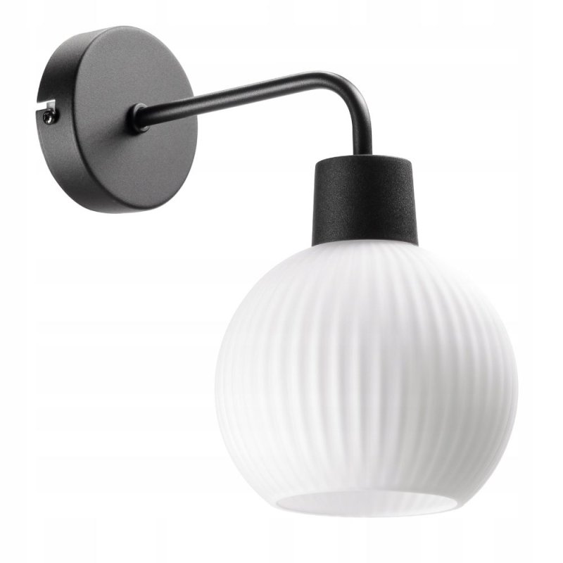LAMPA ŚCIENNA KINKIET SZKLANY KLOSZ SZKLANY KULA PRĄŻKI E27 GRAFIT / BIAŁY / BURSZTYN