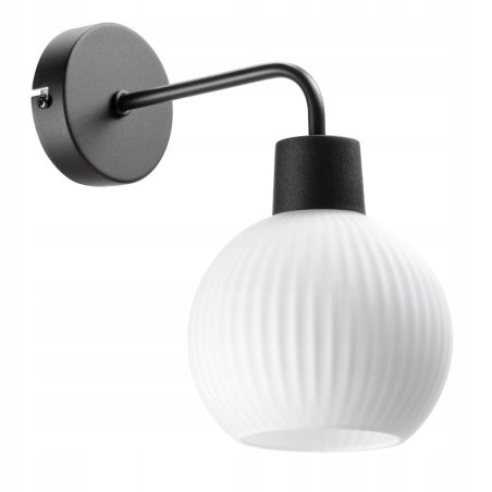 LAMPA ŚCIENNA KINKIET SZKLANY KLOSZ SZKLANY KULA PRĄŻKI E27 GRAFIT / BIAŁY / BURSZTYN