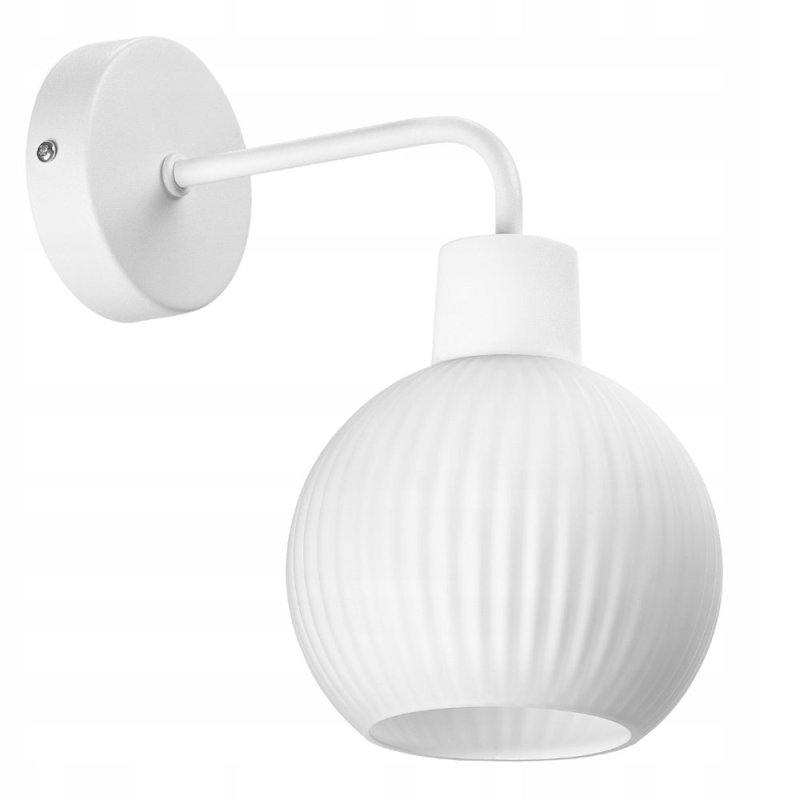 LAMPA ŚCIENNA KINKIET SZKLANY KLOSZ SZKLANY KULA PRĄŻKI E27 GRAFIT / BIAŁY / BURSZTYN